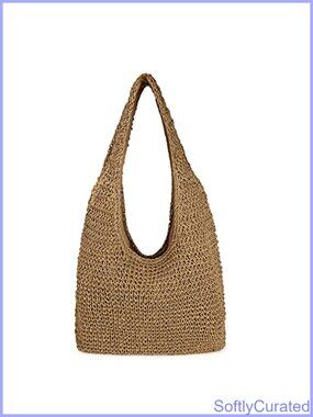 Handwoven Straw Beach Bag Large Woven Tote Shoulder Bag Summer Purse